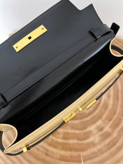 MANHATTAN 29 TOP-HANDLE IN SMOOTH BLACK BEIGE CALFSKIN