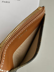 TRIOMPHE 9 WALLET TWO-IN-ONE OLD FLOWER BROWN CALFSKIN