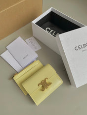 TRIOMPHE 9 WALLET TWO-IN-ONE YELLOW PASTEL CALFSKIN