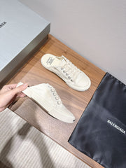 BALENCIAGA 25S SPORT CLOGS IN CREAM WHITE CANVAS