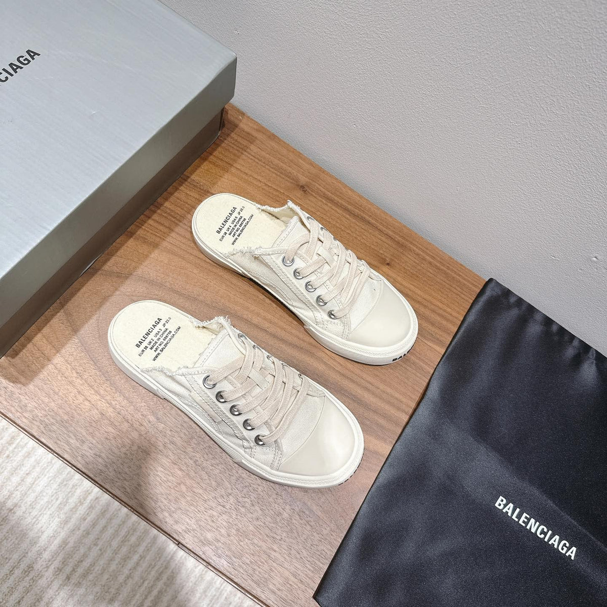 BALENCIAGA 25S SPORT CLOGS IN CREAM WHITE CANVAS