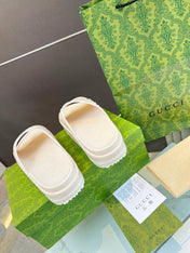 PLATFORM SANDALS IN WHITE CREAM MONOGRAM IMPORTED TPU