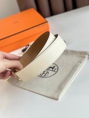 HM ROMAIN 35MM BELT WHITE CREAM LEATHER GOLD HARDWARE