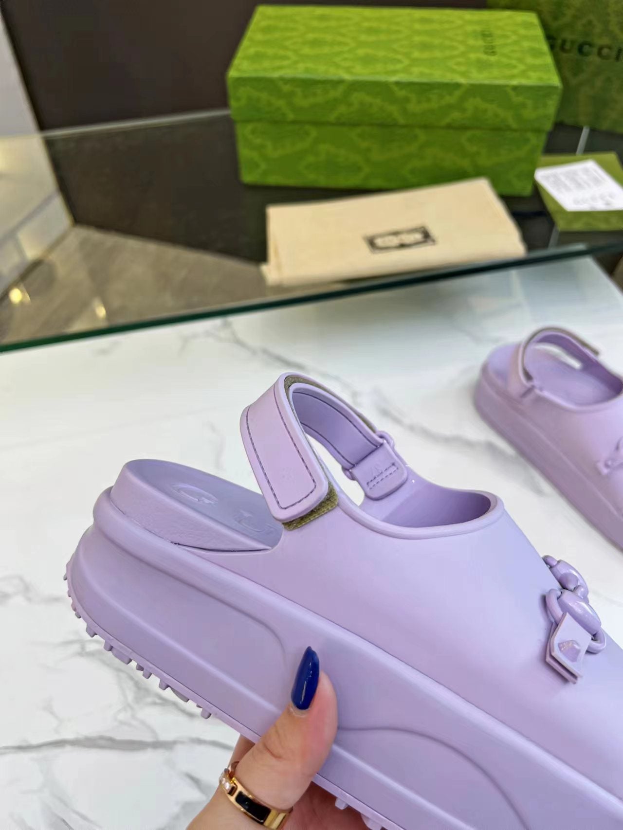 HORSEBIT FLATFORM SANDAL 5 CM IN PASTEL PURPLE IMPORTED TPU