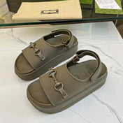 HORSEBIT FLATFORM SANDAL 5 CM IN ARMY GREEN IMPORTED TPU