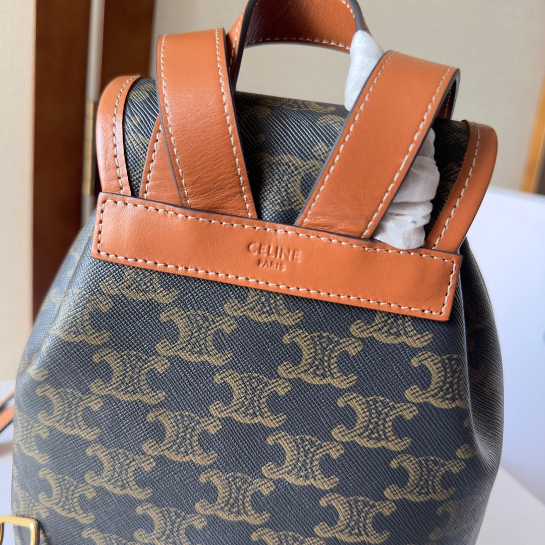 SMALL FOLCO BACKPACK 20 IN BLACK TRIOMPHE CANVAS