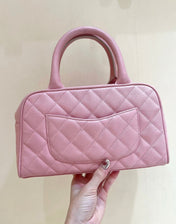25S CHANEL QUILTED CAVIAR BOWLING BAG 27 IN PINK CALFSKIN