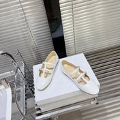 FLAT SANDALS WITH DOUBLE STRAP-DESIGN LEATHER WHITE