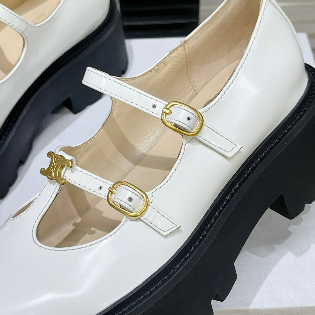 HIGH FLAT SANDALS WITH DOUBLE STRAP-DESIGN LEATHER WHITE