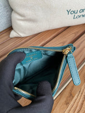 CC CLASSIC SMALL 15 ZIPPED POUCH IN PINE GREEN GRAINED CALFSKIN