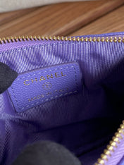 CC CLASSIC SMALL 15 ZIPPED POUCH IN AMETHYST PURPLE GRAINED CALFSKIN