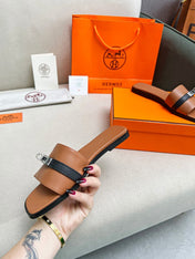 Giulia Sandal Brown Black Calfskin