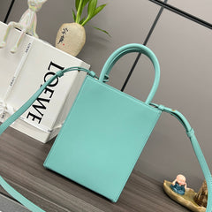 STANDARD A5 TOTE BAG IN AQUAMARINE BLUE CALFSKIN