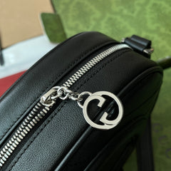 SMALL BLONDIE OVAL SHOULDER BAG 20 IN BLACK CALFSKIN