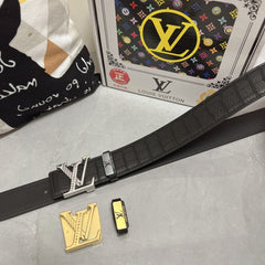 LV 25S BELT 38 MM IN BLACK CALFSKIN 593268