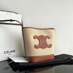 BUCKET CUIR TRIOMPHE 24 BEIGE BROWN CALFSKIN