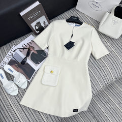 PRADA 25S CREW NECK SHORT-SLEEVE DRESS 350