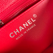 MINI RECTANGLE FLAP BAG 20CM RED CAVIAR SILVER HARDWARE