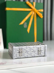 MINAUDIERE TRUNK BAG 17 IN WHITE GOYARDINE CANVAS