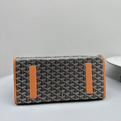 LEGER BACKPACK 37 IN BLACK GOYARDINE CANVAS WITH TAN CALFSKIN TRIM