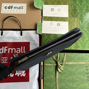 OPHIDIA POUCH 26 IN DARK BLUE MONOGRAM CANVAS AND BLACK LAMBSKIN TRIM