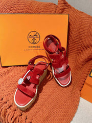 HM 25S HAVANE WEDGE SANDAL IN RED SUEDE