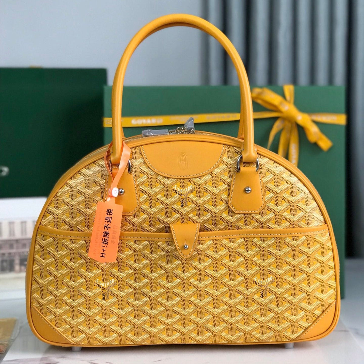 SAINT JEANNE BAG 35 IN YELLOW GOYARDINE CANVAS AND CALFSKIN