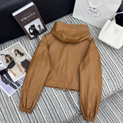 PRADA 25S HOODED SHEEPSKIN LEATHER JACKET 272