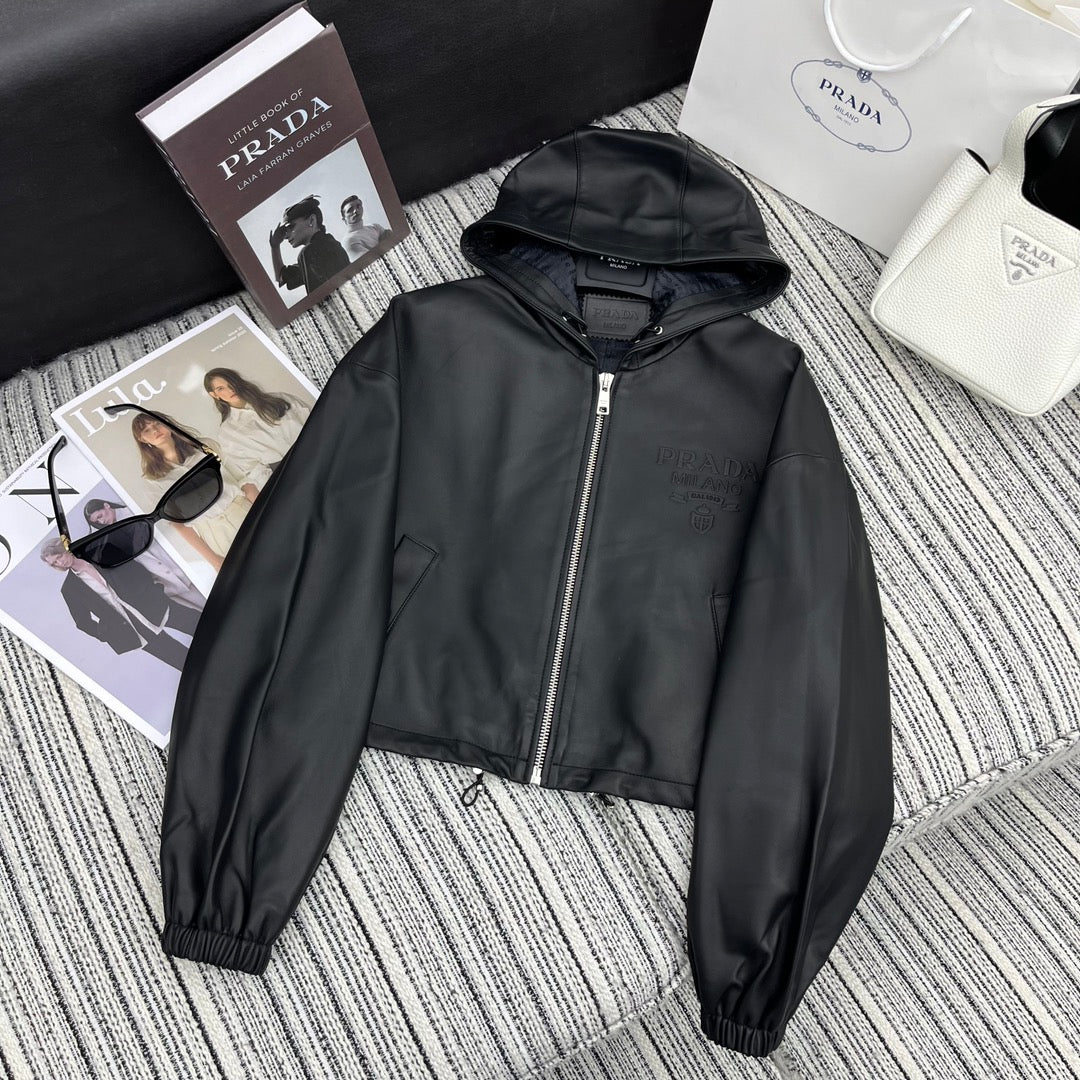 PRADA 25S SHEARLING HOODED JACKET 336