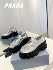 PRA BRUSHED LEATHER MONOLITH LOAFERS SILVER