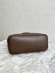 OPHIDIA SMALL TOTE BAG 31 BEIGE CANVAS AND BROWN CALFSKIN