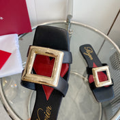 VIV' BY THE SEA LOVE METAL MULES IN BLACK CALFSKIN GOLD BUCKLE