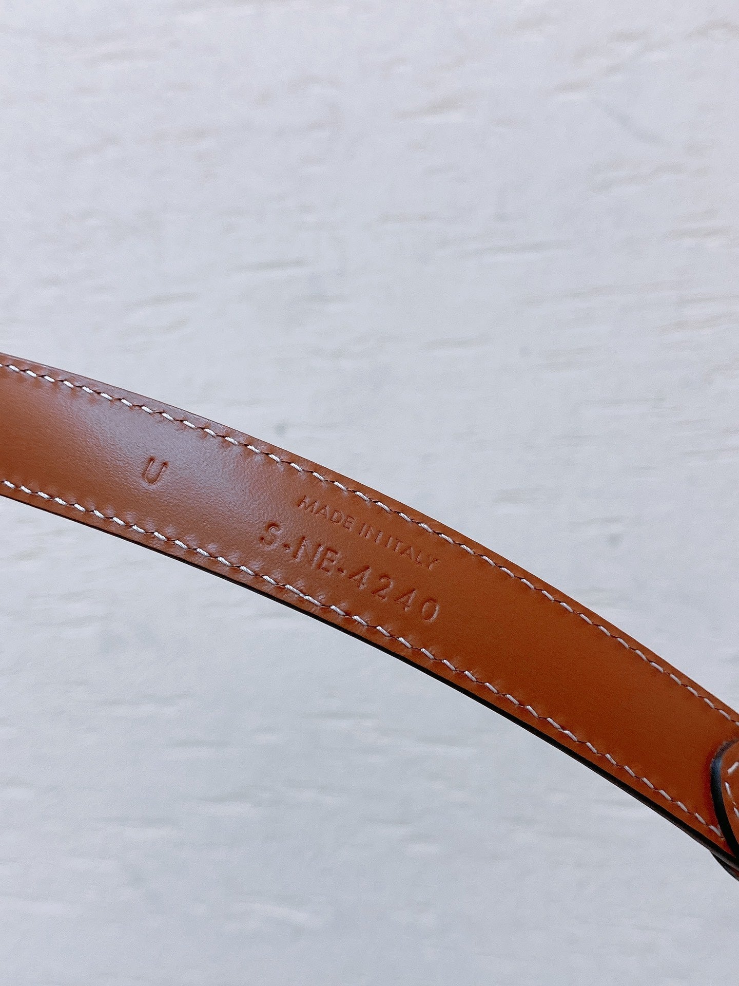 Hook & Loop 20mm TRIOMPHE Logo Square Adjustable Belt Tan Calfskin Ghw