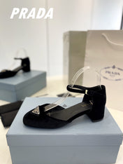 Pra Slingback 40 Square Sole Black Velvet