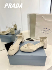 Pra Slingback 40 Square Sole White Patent Leather