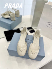 Pra Slingback 40 Square Sole White Patent Leather