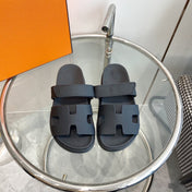 Chypre Sandal Black Mastic Calfskin Leather