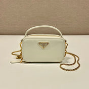 MINI HAND BAG 11 WITH GOLD STRAP IN WHITE PATENT CALFSKIN