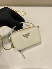 MINI HAND BAG 11 WITH GOLD STRAP IN WHITE PATENT CALFSKIN