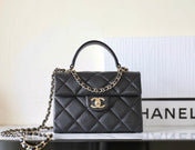 CHANEL 25S FLAP BAG 21 CM IN BLACK LAMBSKIN WITH GOLD HARDWARE