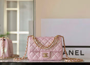 CHANEL 25S FLAP BAG 17 CM IN PEARL PINK LAMBSKIN WITH GOLD HARDWARE