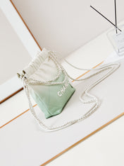 CC MINI 20 HOBO BAG IN WHITE MIX LIGHT GREEN CALFSKIN