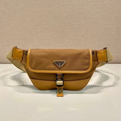 BELT BAG 18 IN SEPIA BROWN RE-NYLON AND CALFSKIN TRIM