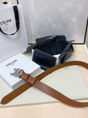 CL LARGE 30 MM TRIOMPHE BELT IN BRONZE BROWN SILVER HARDWARE