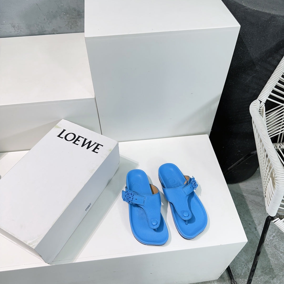 LW THONG SANDALS TRUE BLUE CALFSKIN