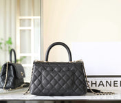CHANEL 25S FLAP BAG 24 CM IN BLACK LAMBSKIN WITH GOLD HARDWARE