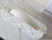 CHANEL 25S FLAP BAG 21 CM IN WHITE LAMBSKIN WITH GOLD HARDWARE