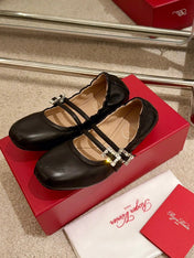 MARY JANES WITH TWO STRAPS IN BLACK SOFT LAMBSKIN