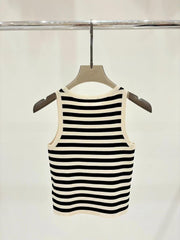 Celin Black Beige Stripe Tank Top