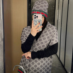 SET SCARF AND HAT IN DOVE GRAY MONOGRAM CASHMERE 349667